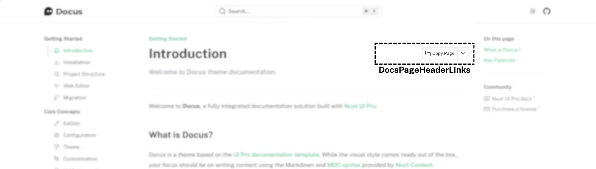 App Page Header Links